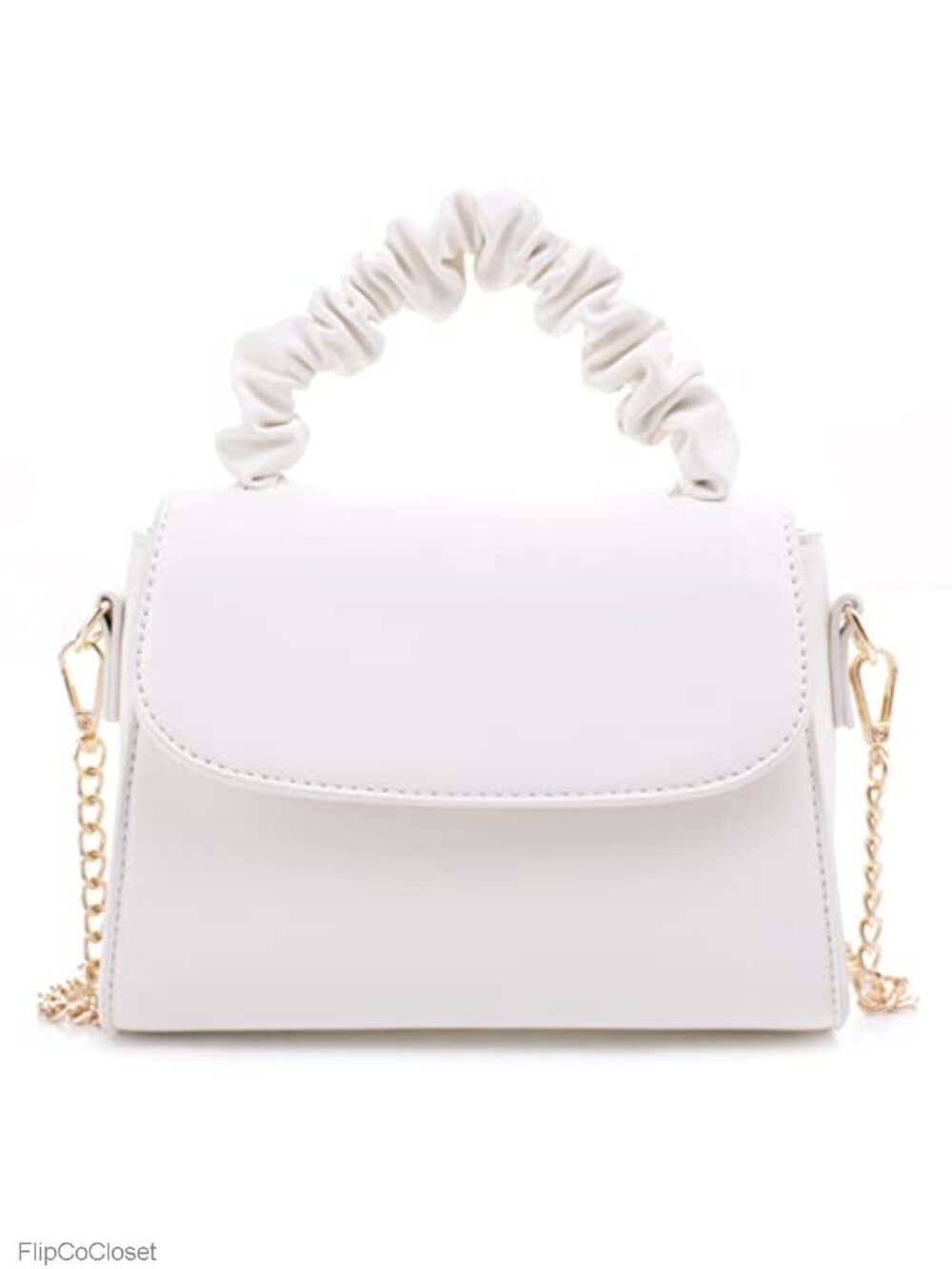 Women Crossbody Bag Faux Leather Baguette Purse Detachable Chain Strap